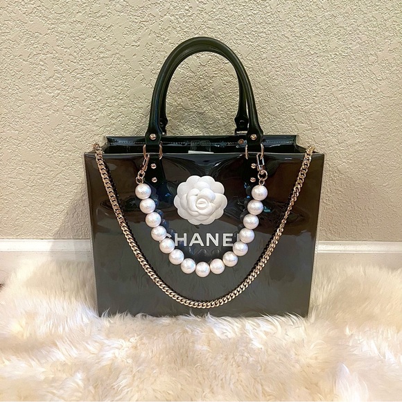 Chanel Medium Shopping Bag Tote with PVC/TPU Cover and Crossbody Chain - Picture 1 of 8